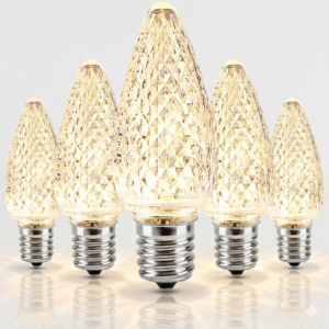 Sun Warm White - LED C9 - Christmas Light Replacement Bulbs - Faceted Finish